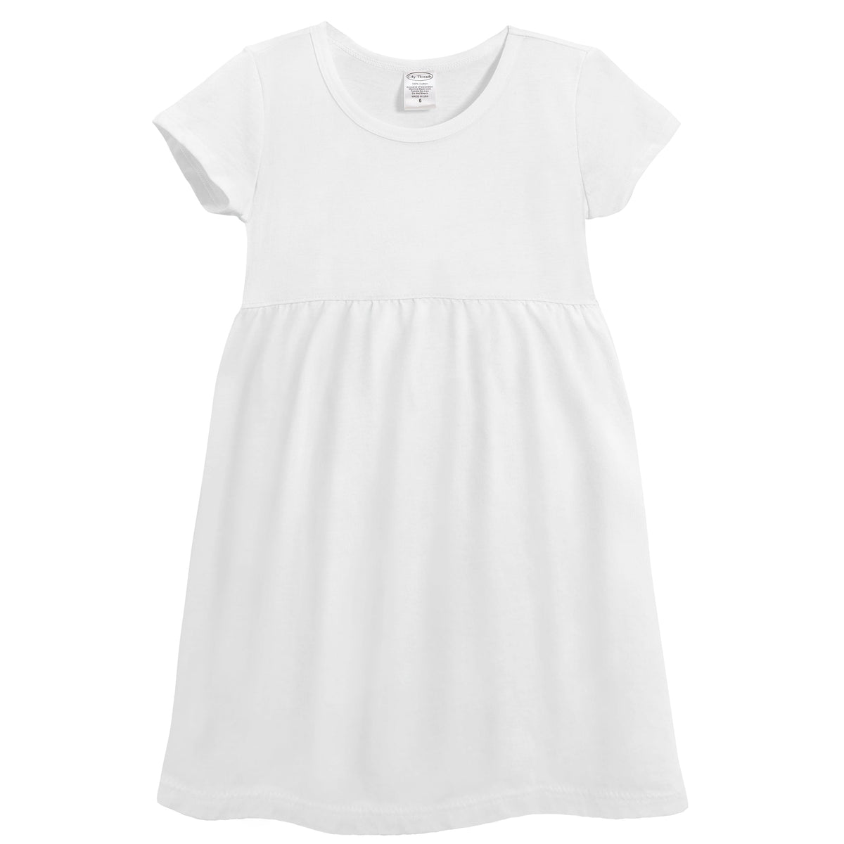 Soft Organic Cotton Empire Short Sleeve Sundress | White