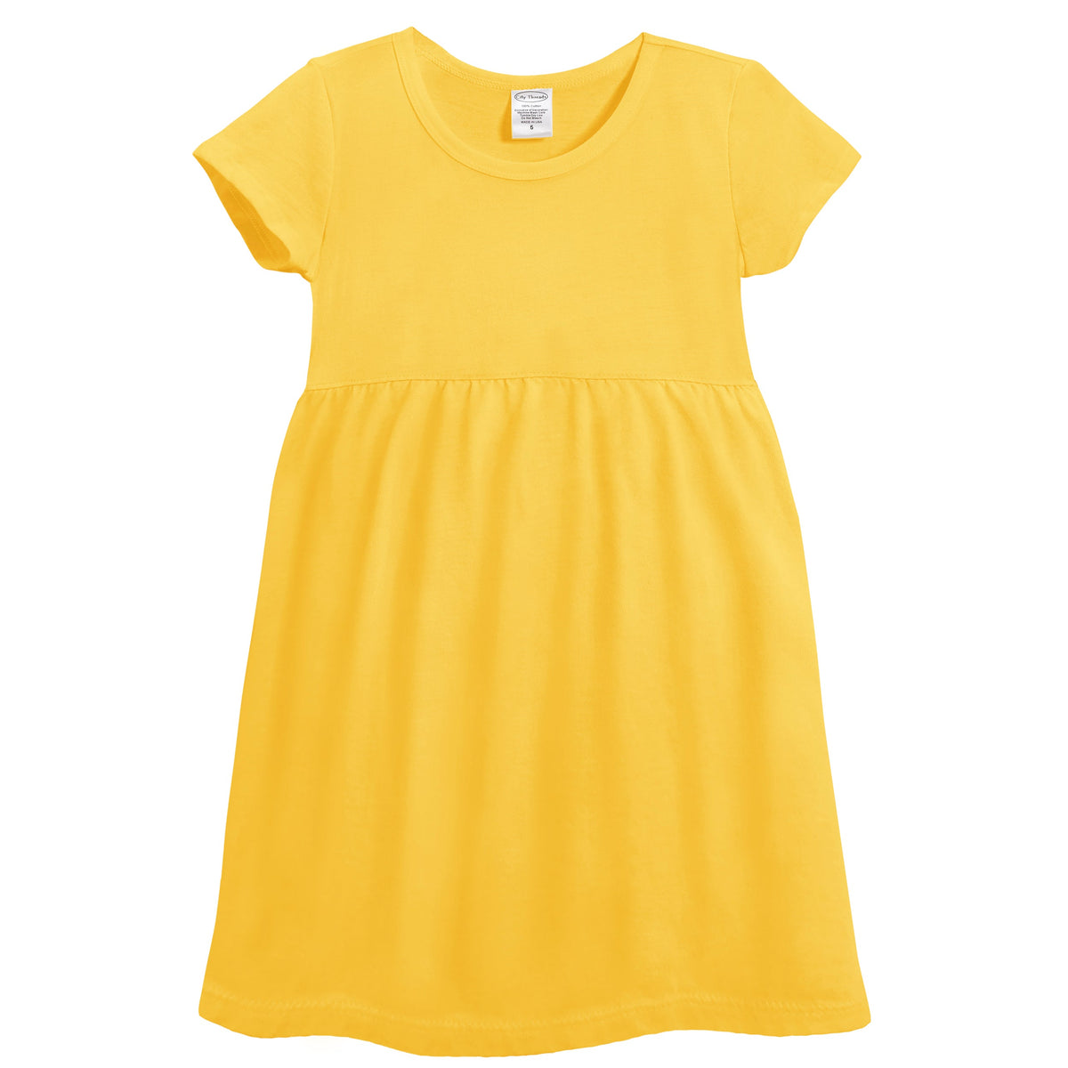 Soft Organic Cotton Empire Short Sleeve Sundress | Yellow