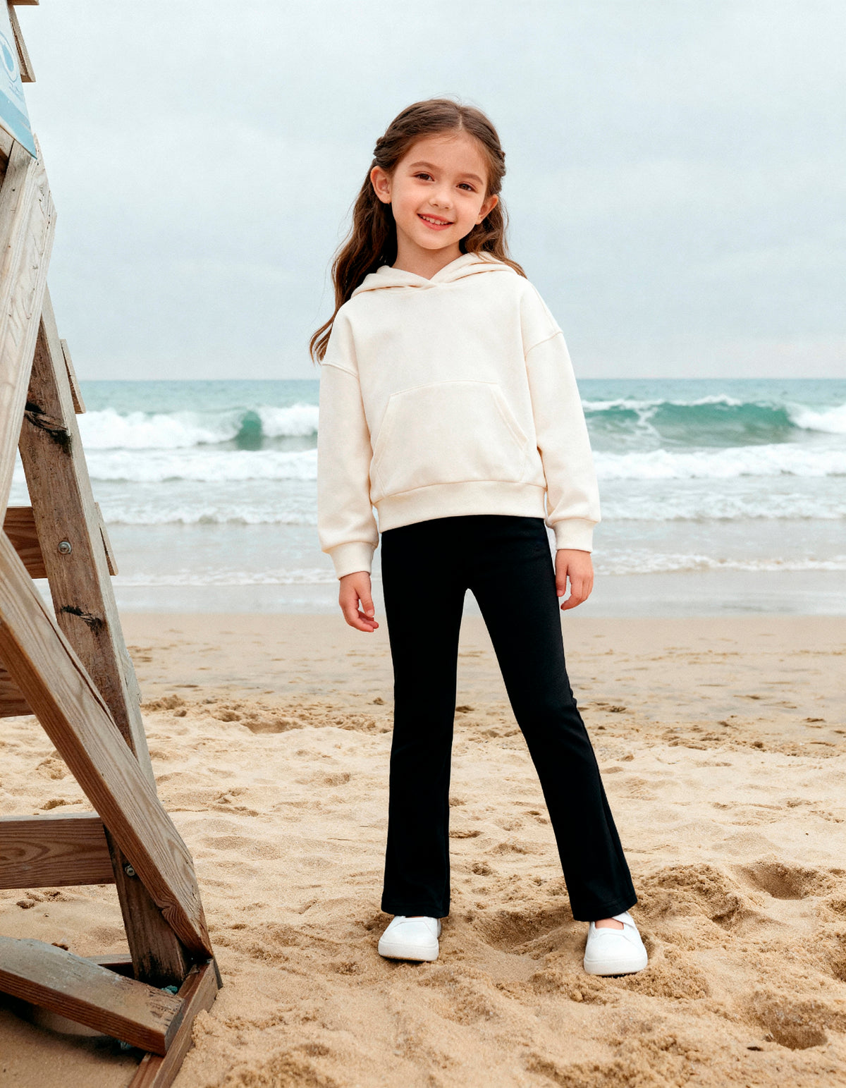 Girls Soft 100% Cotton Flare Boot-Cut Leggings | Hot Pink