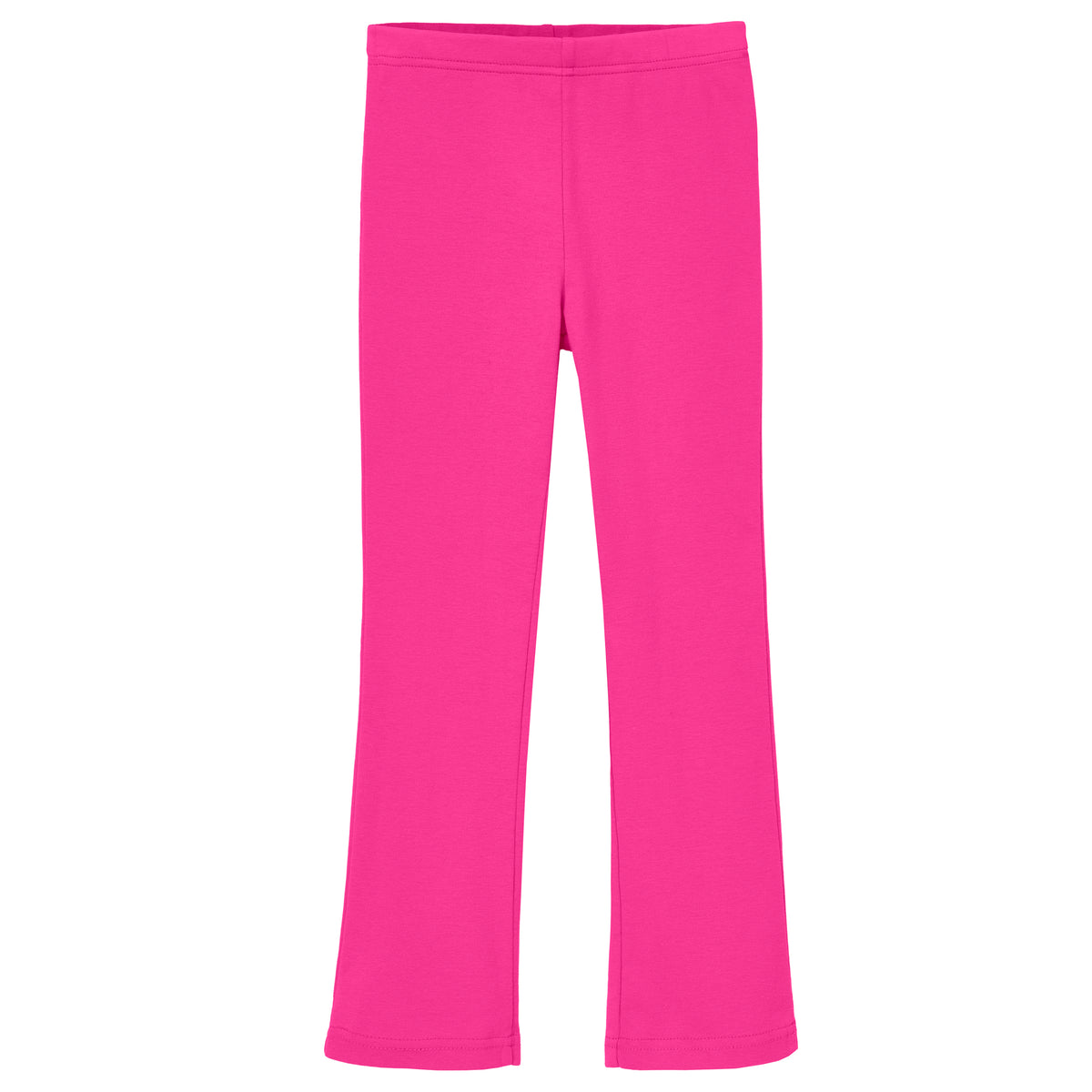 Girls Soft 100% Cotton Flare Boot-Cut Leggings | Hot Pink