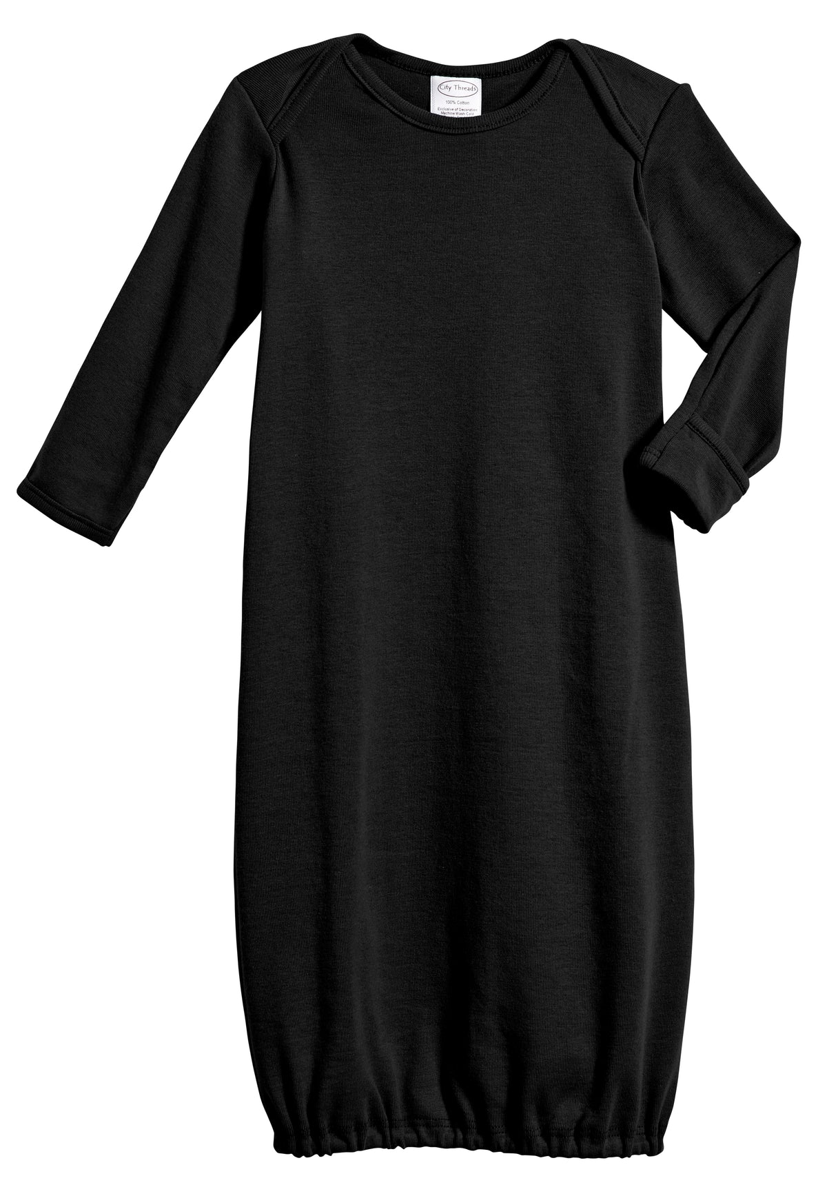 Super-Soft Organic Cotton Baby Rib Gown | Black