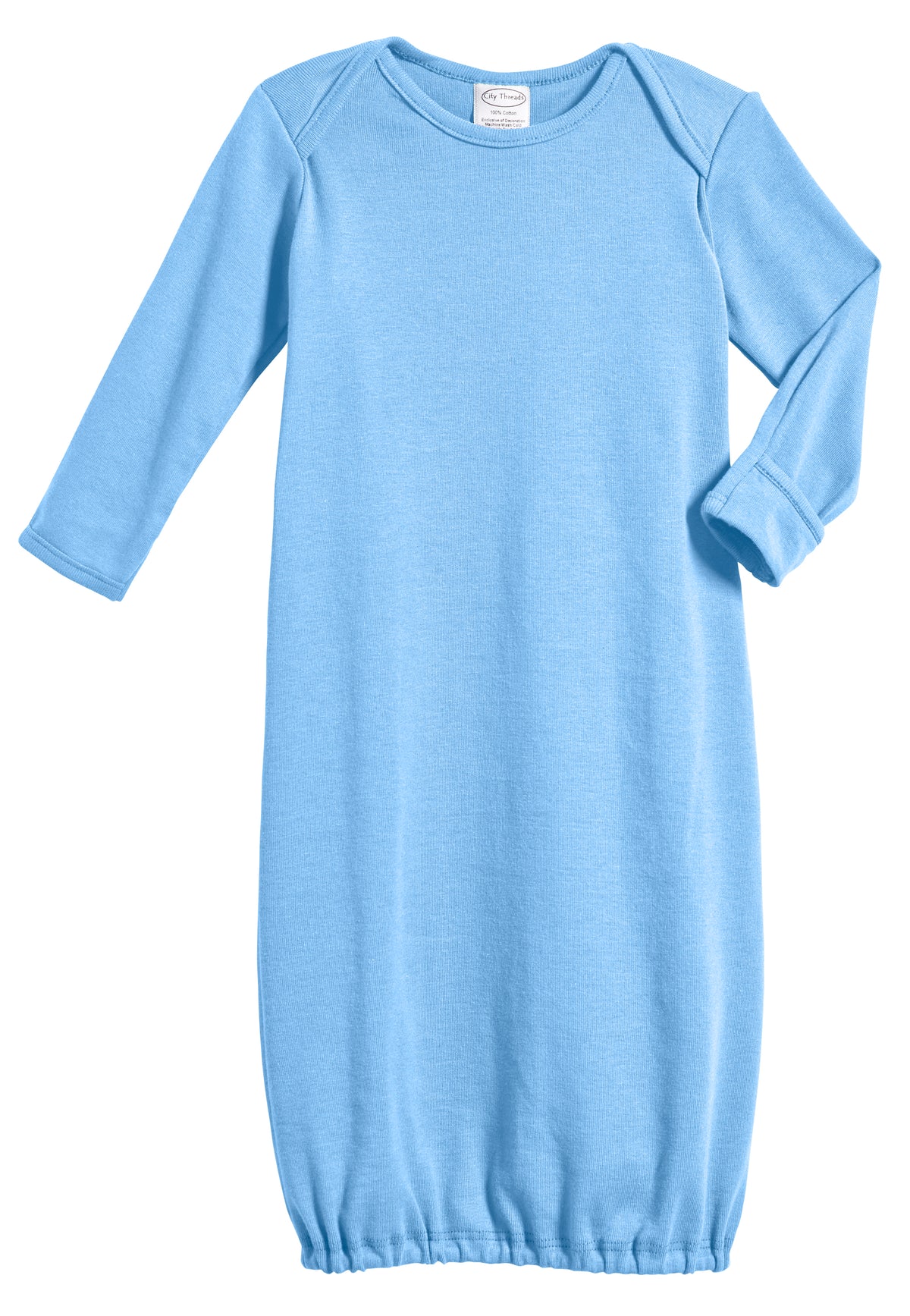Super-Soft Organic Cotton Baby Rib Gown | Bright Light Blue
