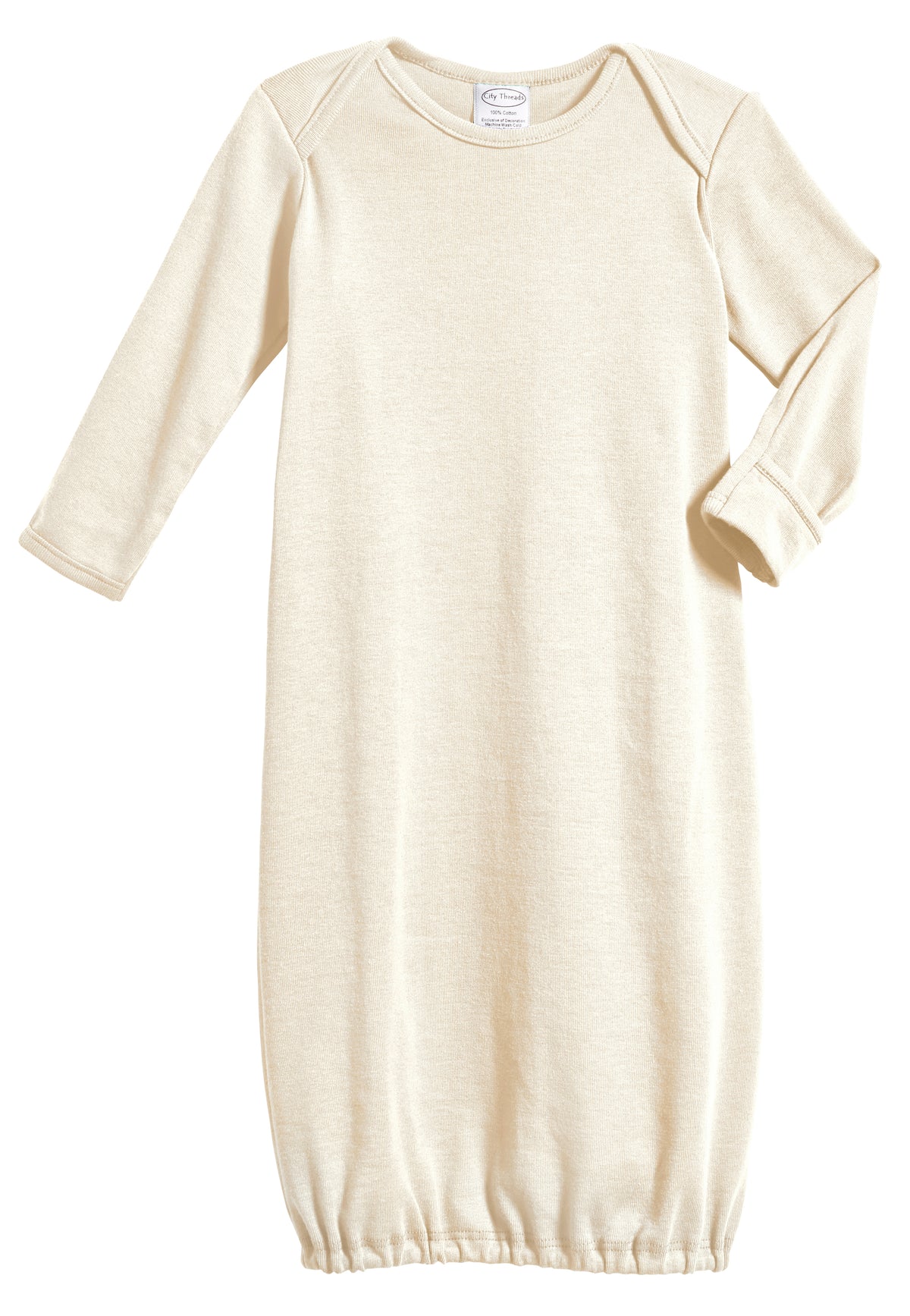 Super-Soft Organic Cotton Baby Rib Gown | Oatmeal