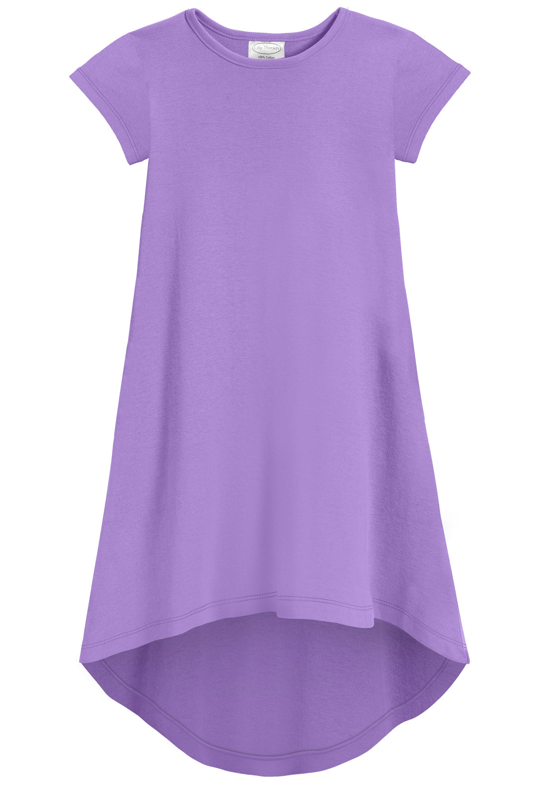 Girls Soft Cotton Jersey Short Sleeve Hi-Lo Maxi Dress