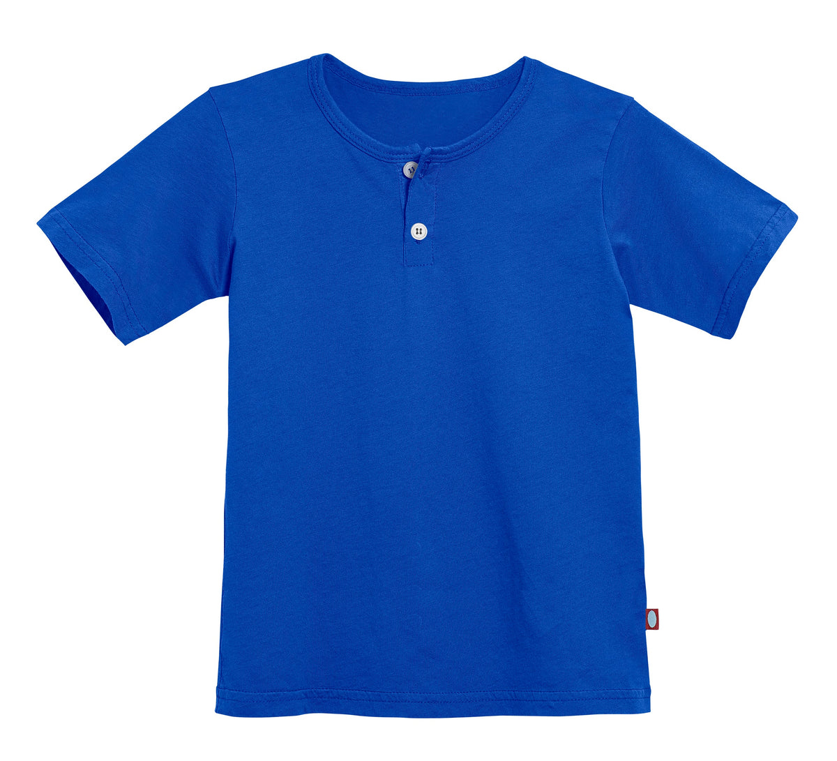 Boys Soft Organic Cotton Jersey Short Sleeve Henley Tee | Crayon Blue