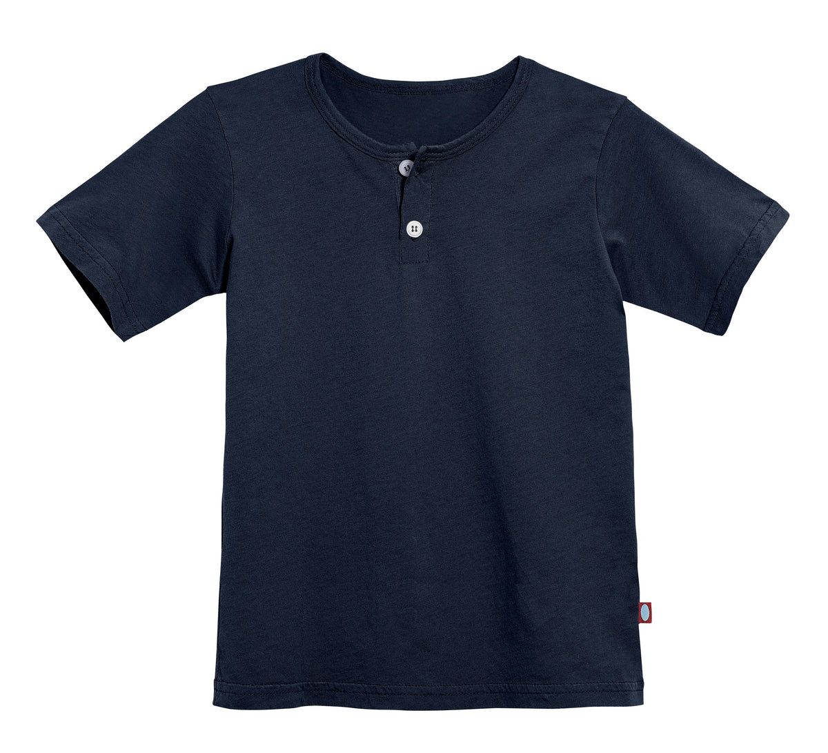 Boys Soft Organic Cotton Jersey Short Sleeve Henley Tee | Dark Navy