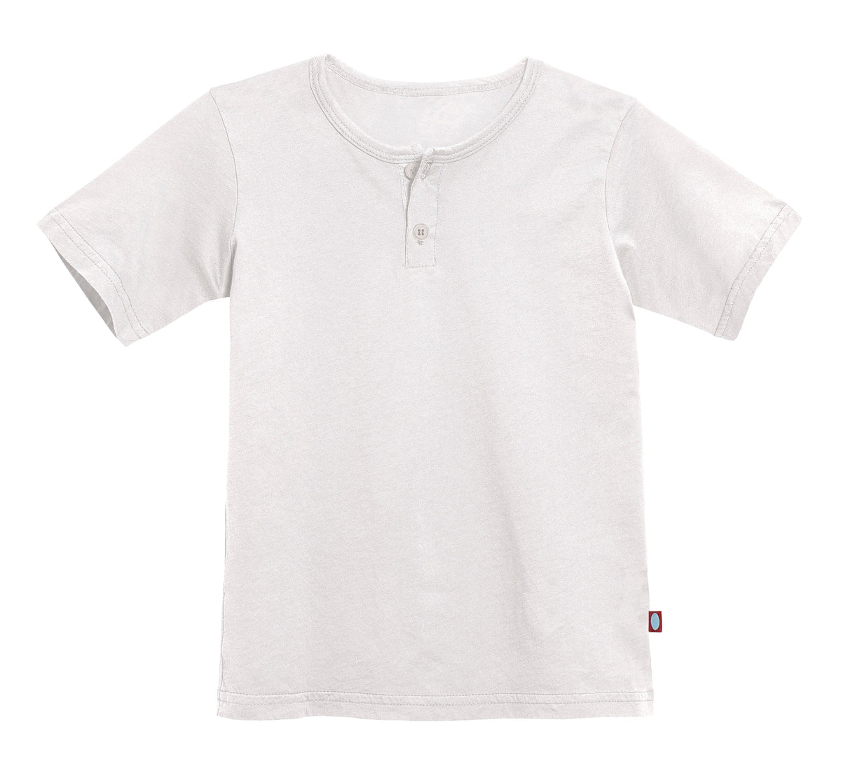 Boys Soft Organic Cotton Jersey Short Sleeve Henley Tee | White