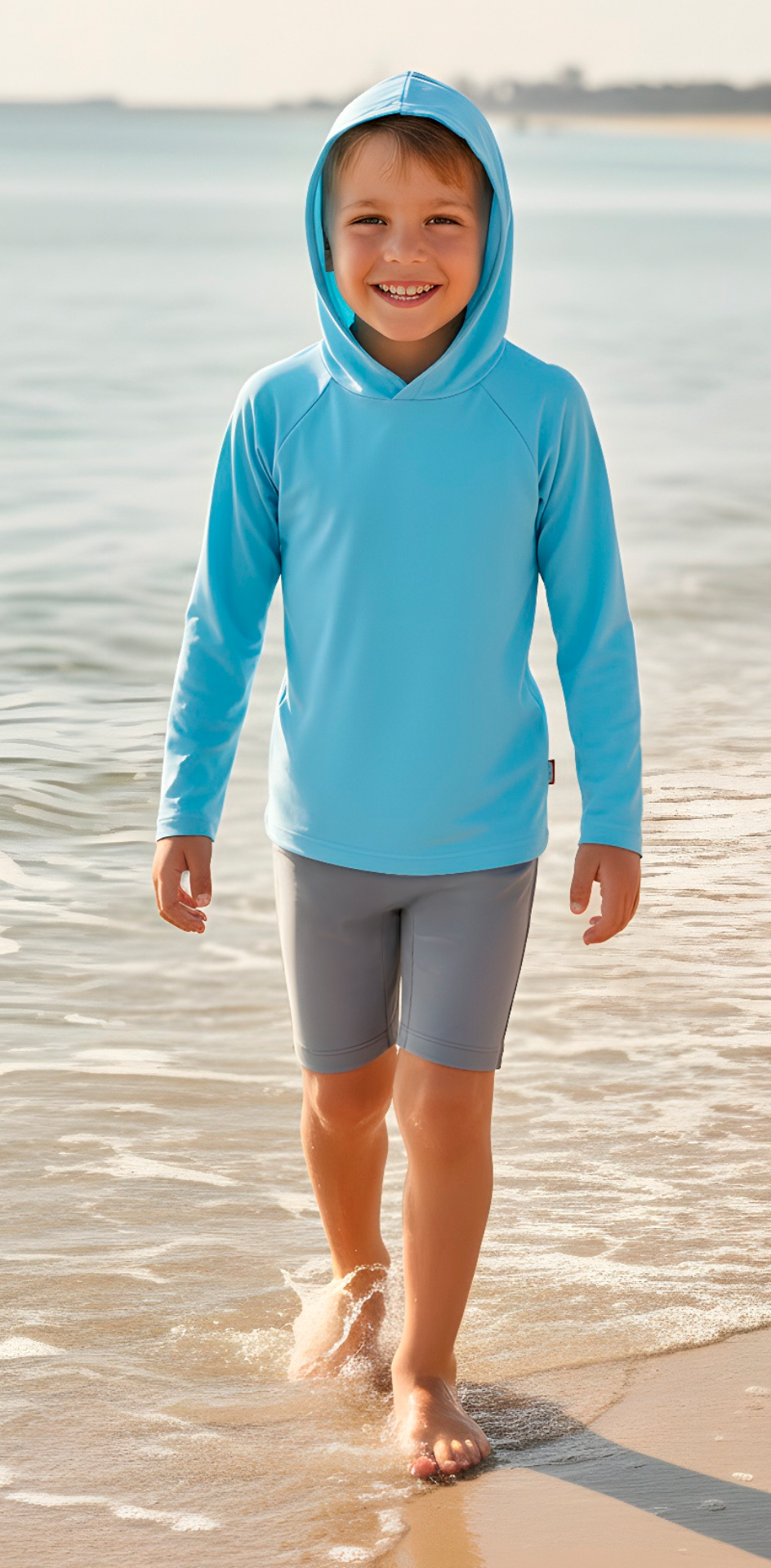 Unisex UPF 50+ Long Sleeve Hooded Rashguard | Turquoise