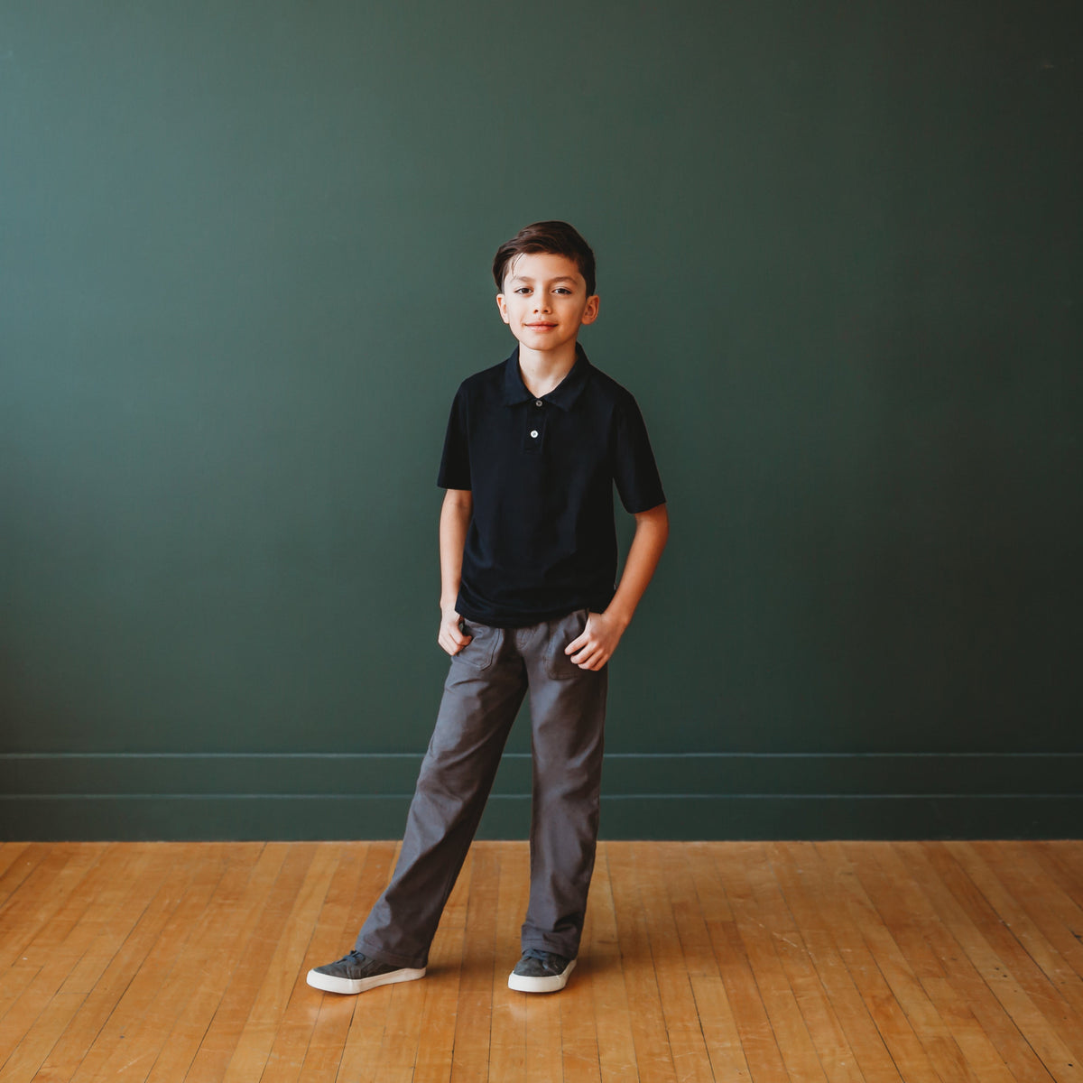 Boys Soft Cotton 3-Pocket Jersey Pants - UPF 50+ | Charcoal