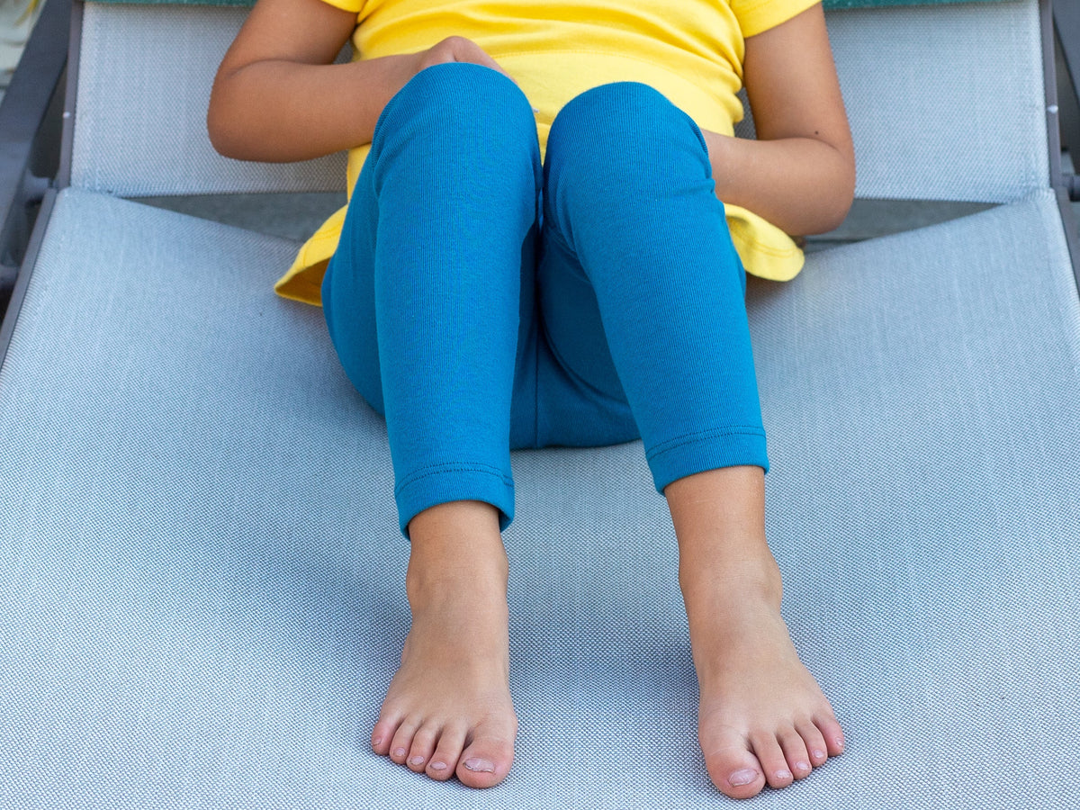 Girls Soft 100% Cotton Solid Colored Leggings | Turquoise