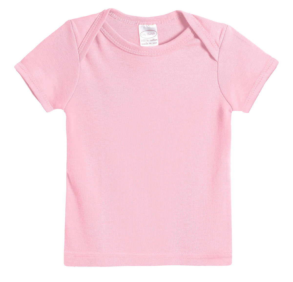 Super-Soft Organic Cotton Baby Rib Short Sleeve Lap Tee| Bright Light Pink