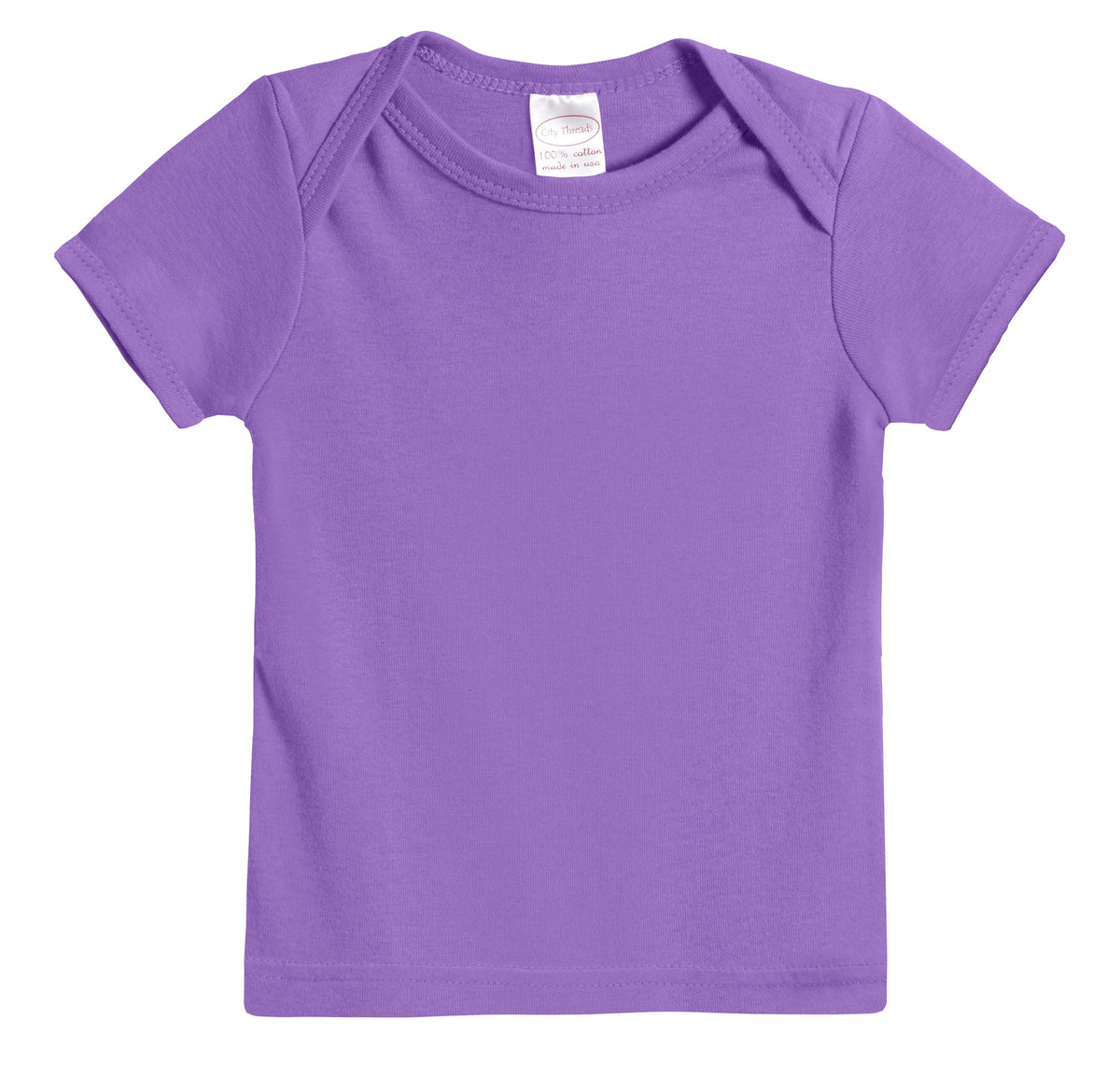 Super-Soft Organic Cotton Baby Rib Short Sleeve Lap Tee| Deep Purple
