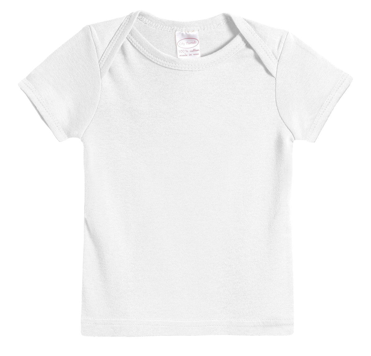 Super-Soft Organic Cotton Baby Rib Short Sleeve Lap Tee| White
