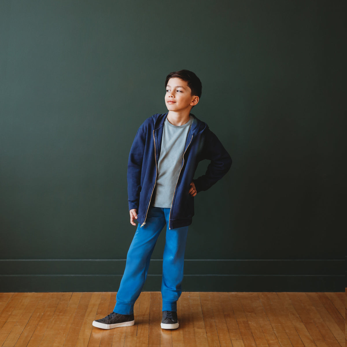 Boys and Girls Lightweight Soft Cotton Fleece Pocket Jogger | Black