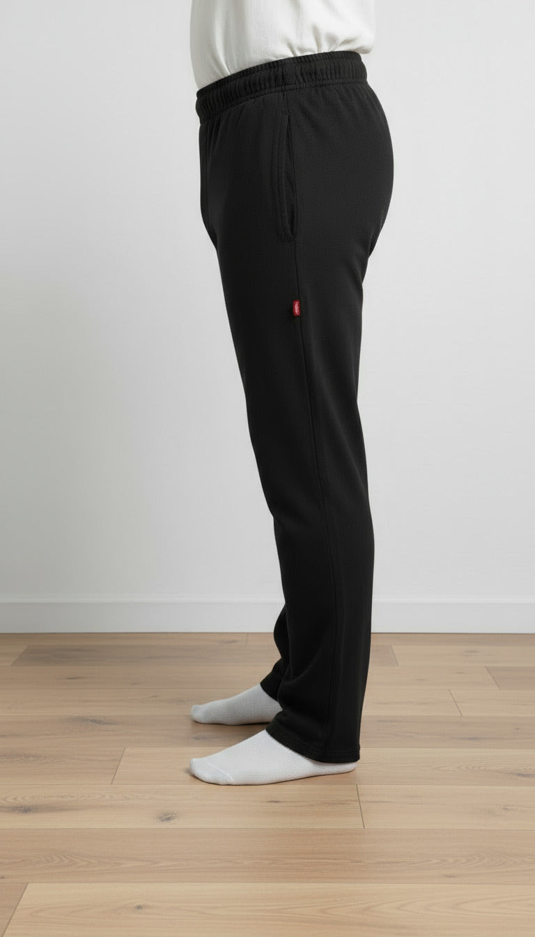 Men's Soft 100% Cotton Athletic Everyday Lounge Pocket Pant | Black