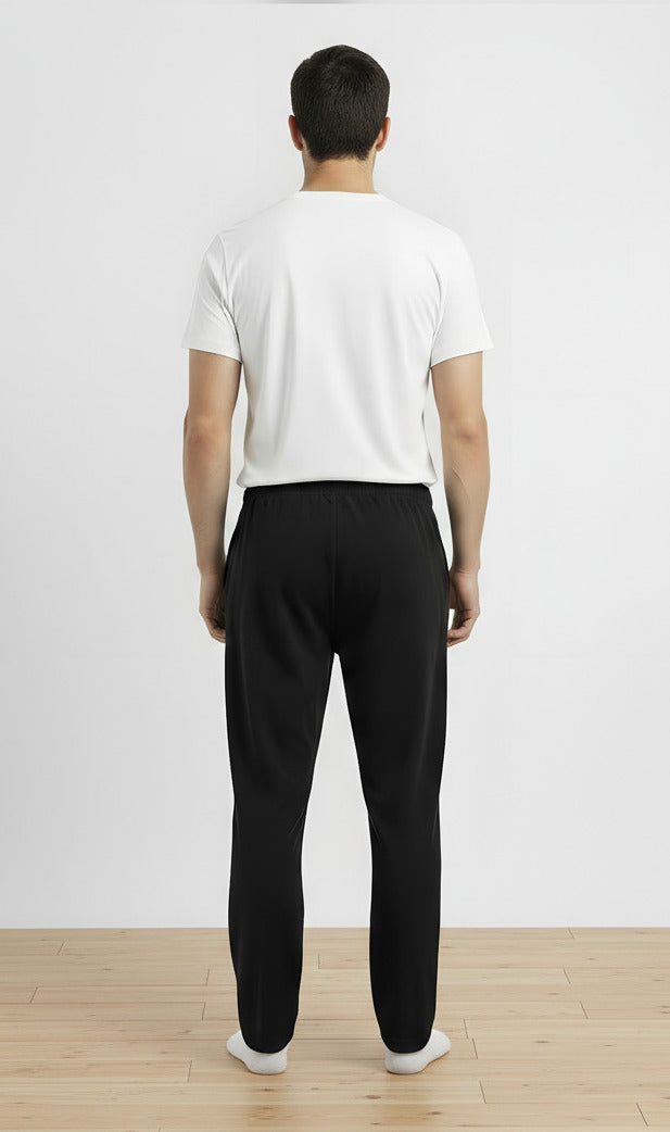 Men's Soft 100% Cotton Athletic Everyday Lounge Pocket Pant | Black