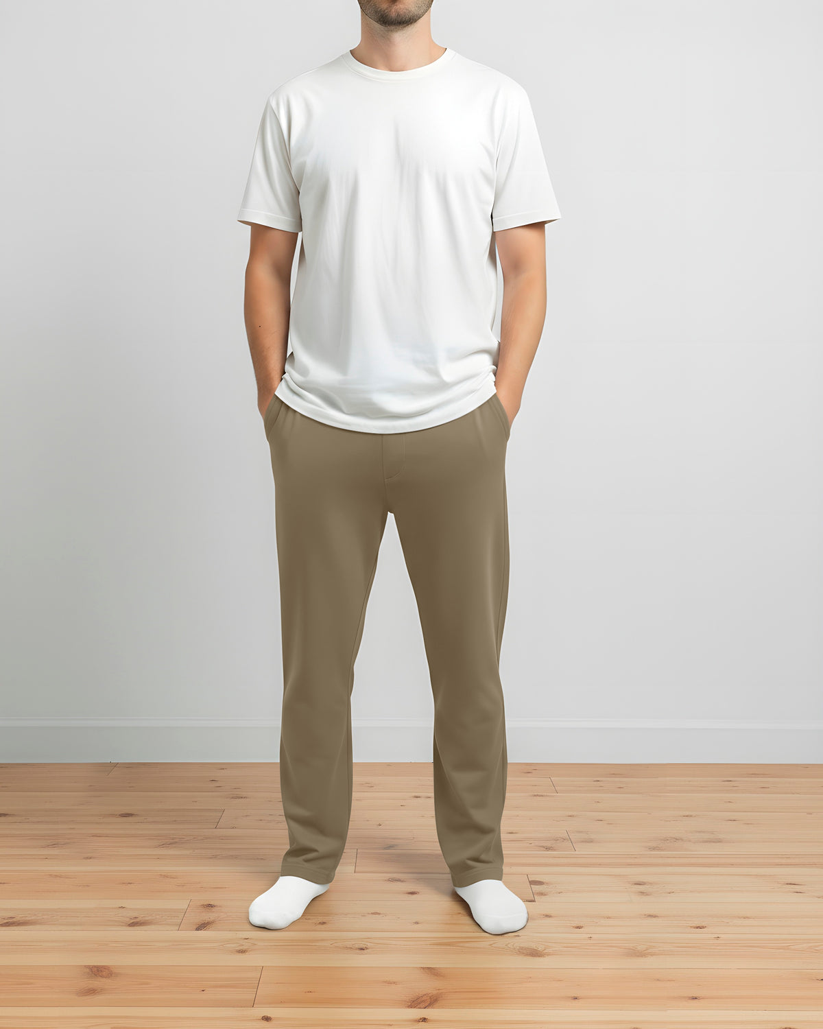 Men's Soft 100% Cotton Athletic Everyday Lounge Pocket Pant | Dark Khaki