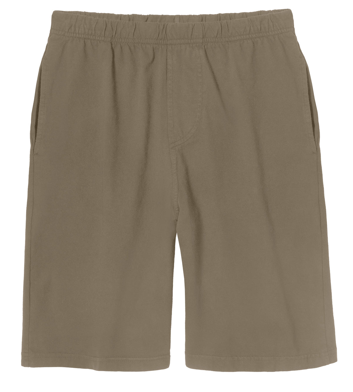 Men's Soft 100% Cotton Athletic Workout Lounge Pocket Shorts | Dark Khaki