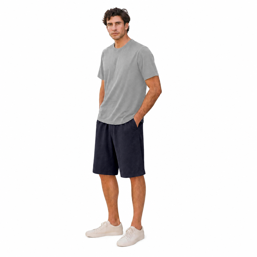 Men's Soft 100% Cotton Athletic Workout Lounge Pocket Shorts, UPF 50+ | Dark Navy