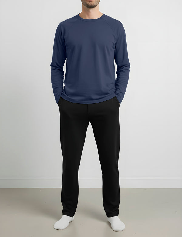 Men's Soft 100% Organic Cotton Raglan Long Sleeve Tee | Midnight