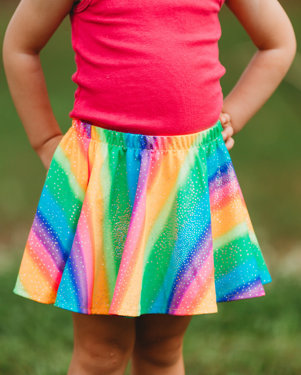 Girls Novelty Circle Skirt | Rainbow Sparkle