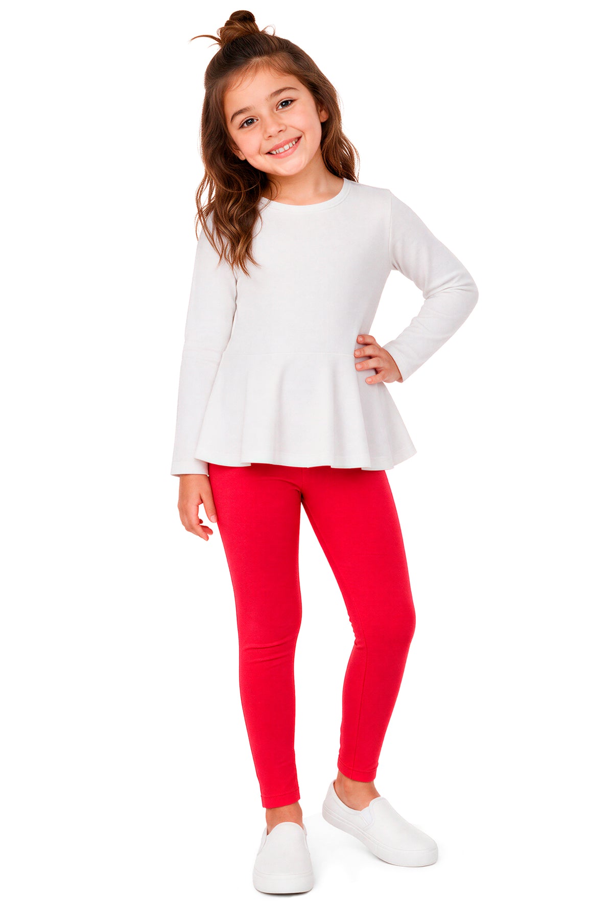 Girls Soft 100% Cotton Solid Colored Leggings | Candy Apple