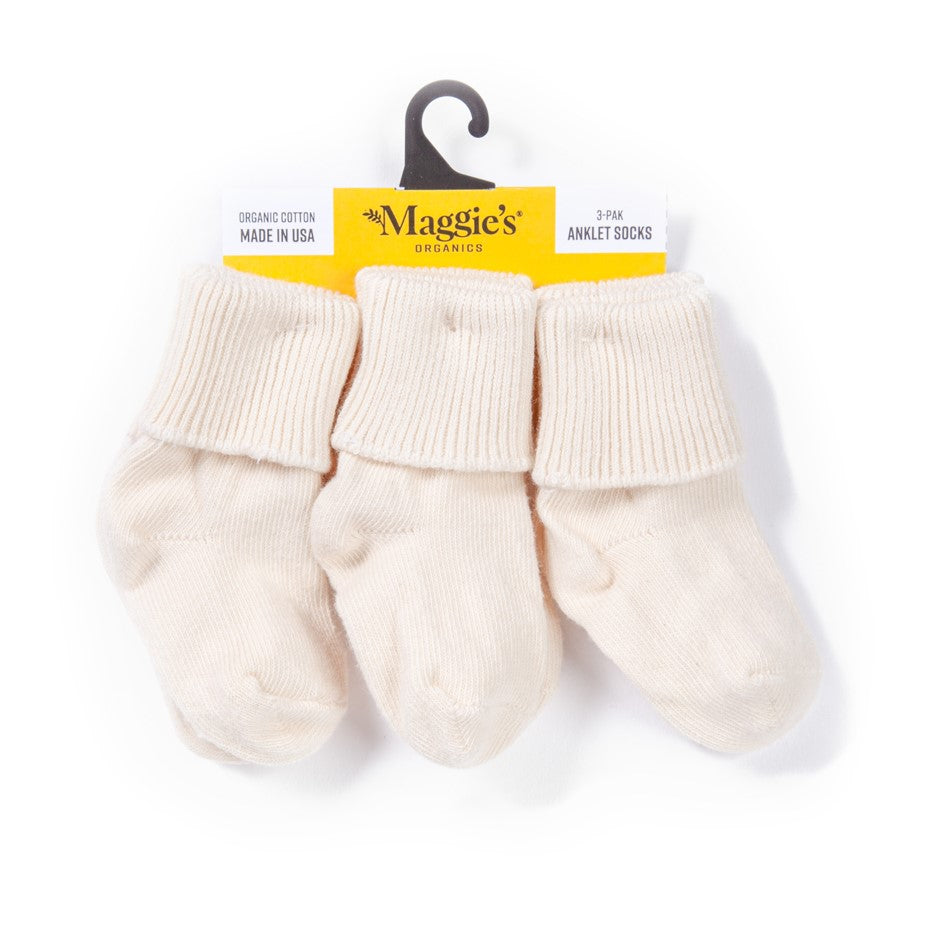 Maggie&#39;s Organic Baby Crew Socks - Natural 3-Pack | Natural