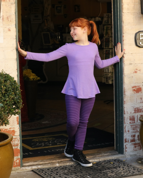 Girls Soft Cotton Long Sleeve Peplum Tee | Hot Pink