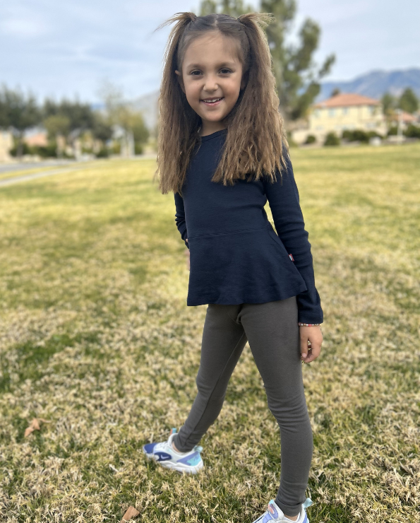 Girls Soft Cotton Long Sleeve Peplum Tee | Candy Apple