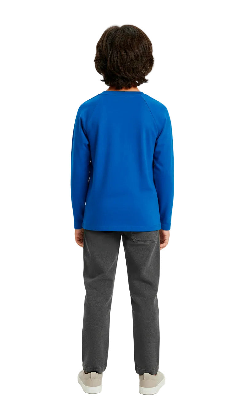 Boys Super-Soft 100% Organic Cotton Raglan Long Sleeve Tee | Charcoal
