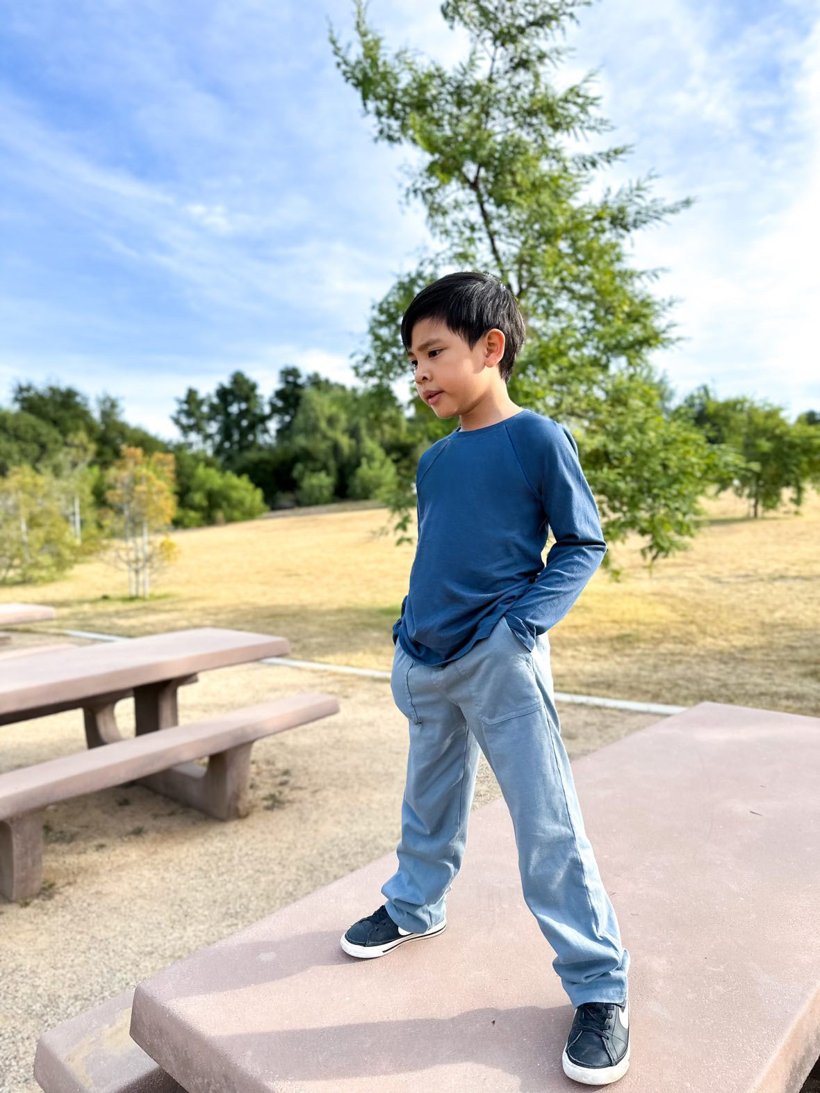 Boys Super-Soft 100% Organic Cotton Raglan Long Sleeve Tee | Concrete