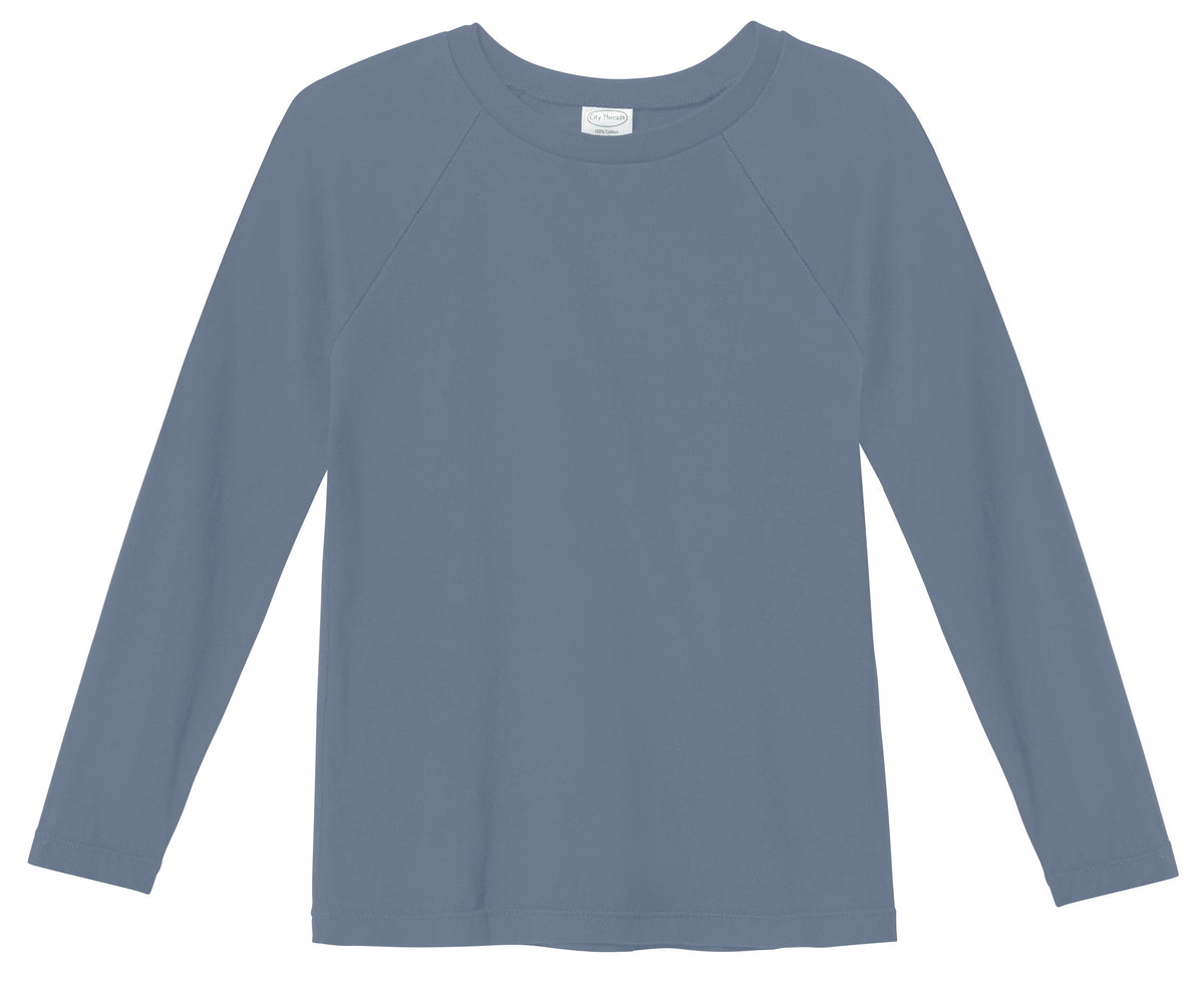 Boys Super-Soft 100% Organic Cotton Raglan Long Sleeve Tee | Concrete