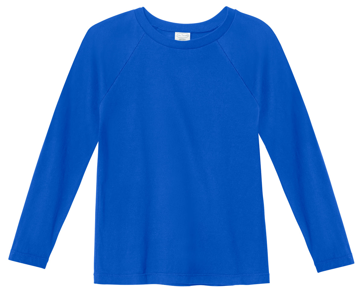 Boys Super-Soft 100% Organic Cotton Raglan Long Sleeve Tee | Crayon Blue