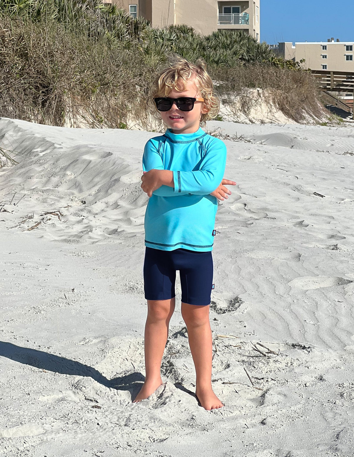 Boys and Girls Recycled Nylon UPF 50+ Swim Jammer | Bright Light Blue