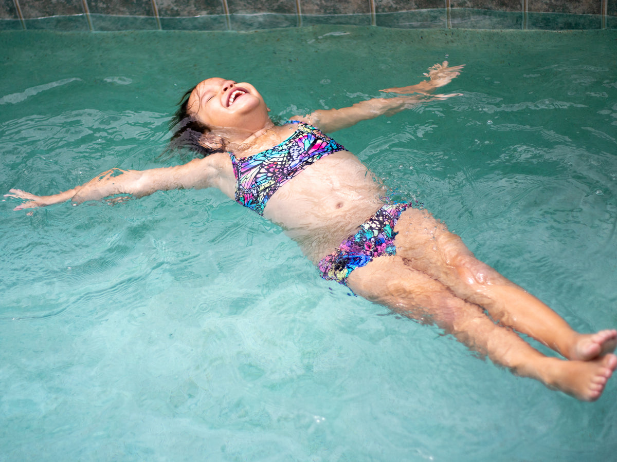 Girls UPF 50+ Printed Swim Briefs  | Water Cascade