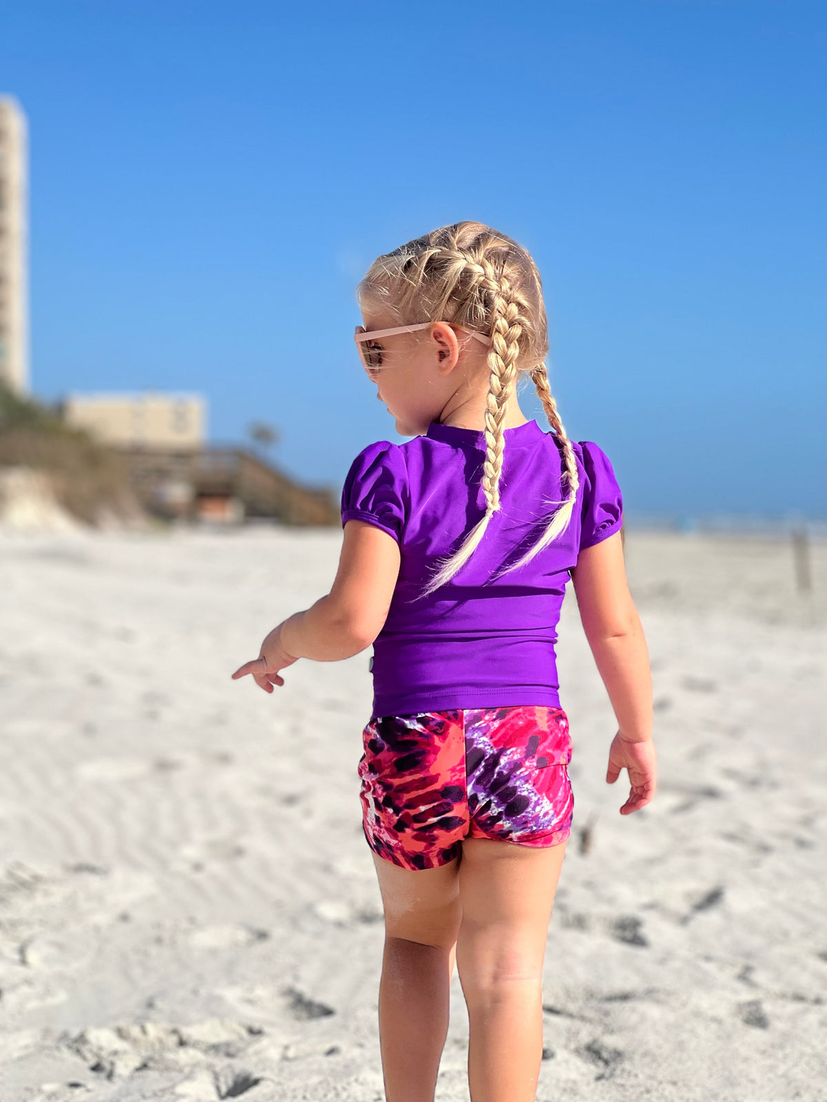 Girls UPF 50+ Printed Swim Boy Shorts | Hearts Splatter