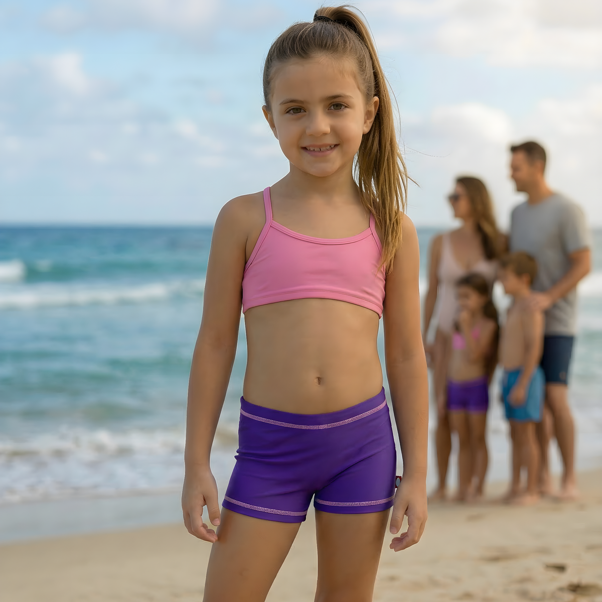 Girls UPF 50+ Swim Boy Shorts | Hot Pink