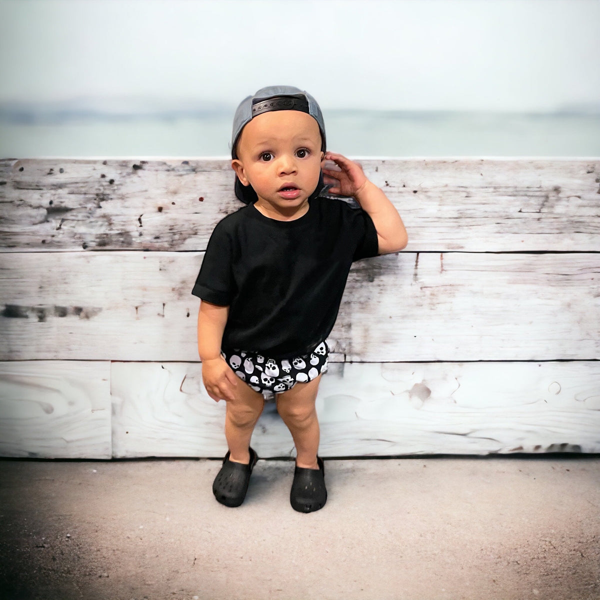 Boys and Girls Recycled Polyester UPF 50+ Swim Diaper Cover | Skulls