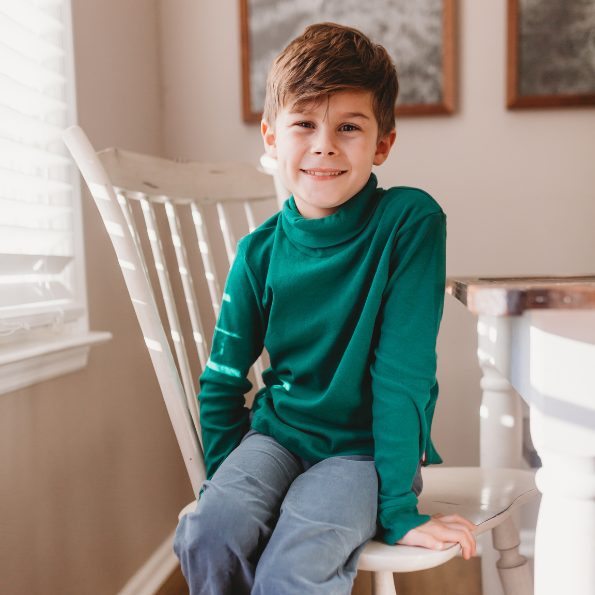 Boys and Girls Soft 100% Cotton Turtleneck | Forest Green