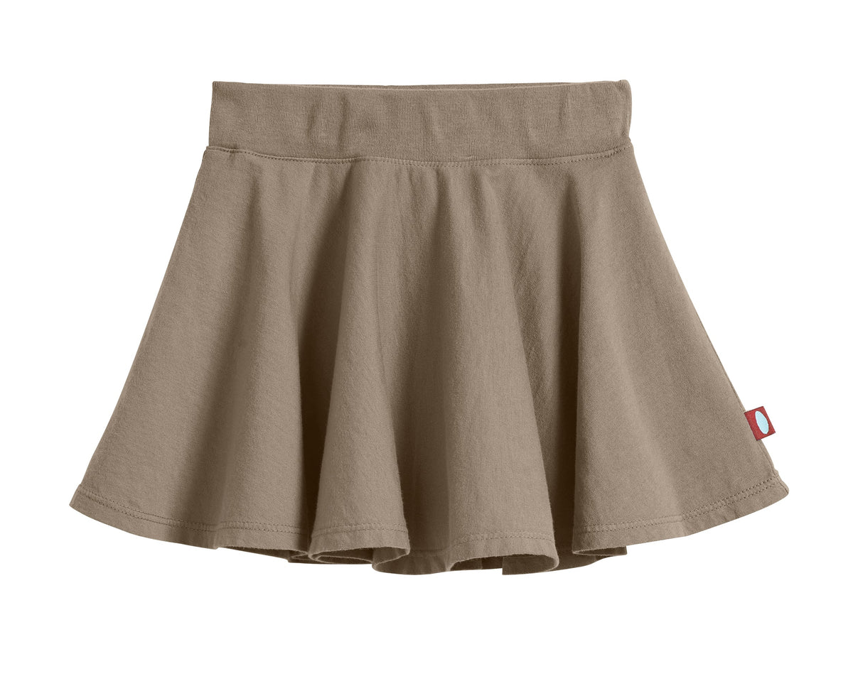 Girls Soft Cotton Jersey Twirly Skirt | Dark Khaki