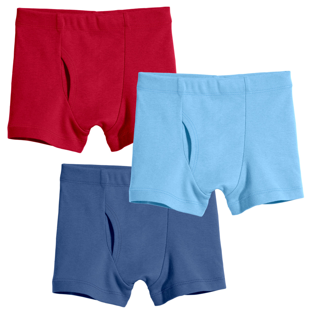Boys Organic Cotton Boxer Brief - 3 Pack | Red/Brt Lt Blu /Smurf