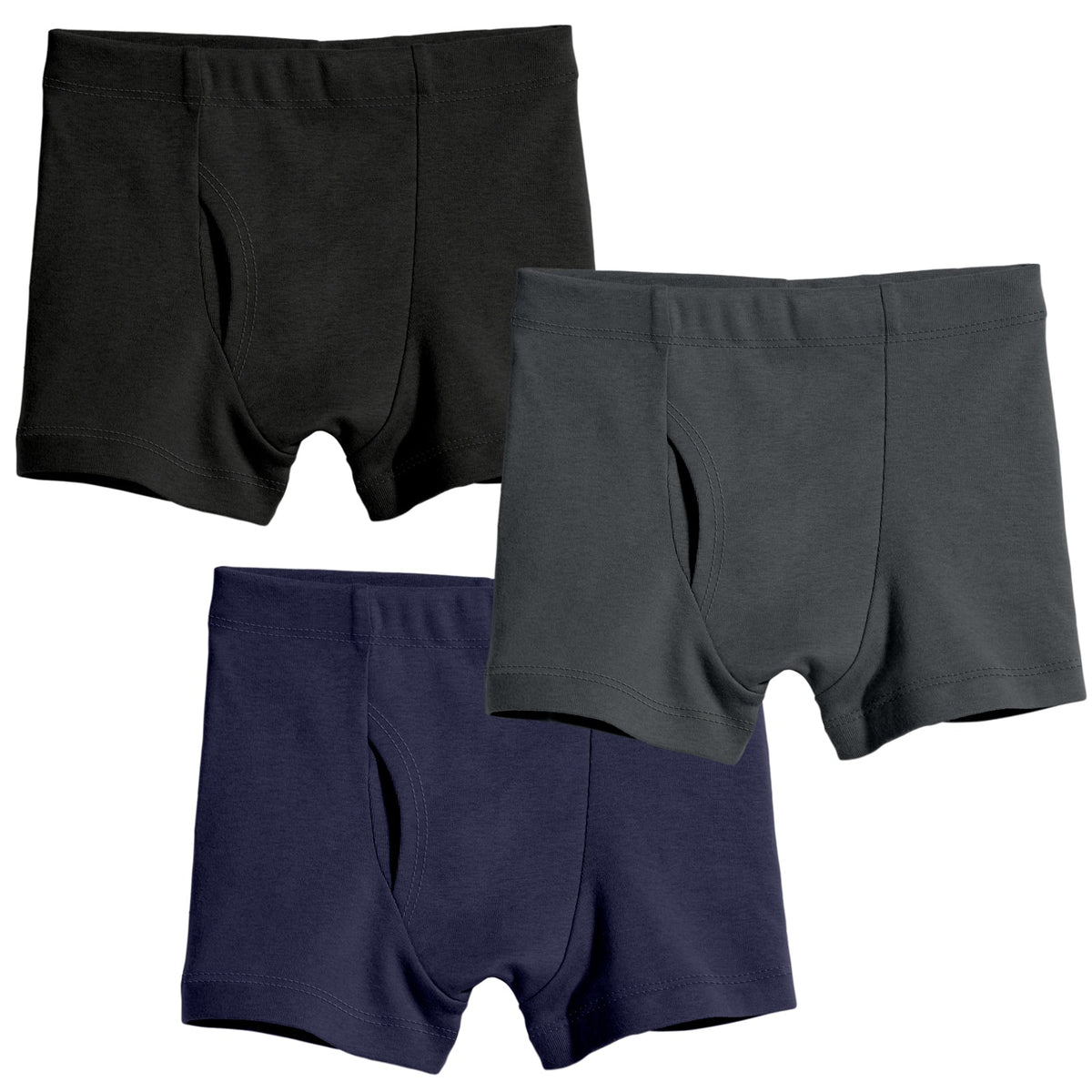 Boys Organic Cotton Boxer Brief - 3 PACK | Black/Charcoal/Navy