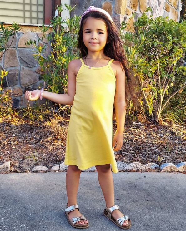 Girls Soft Cotton Camisole Dress  | Yellow