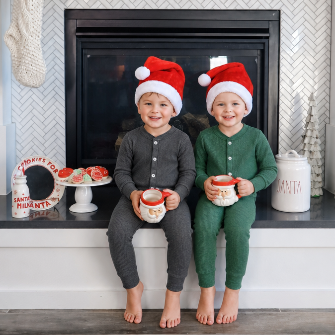 Boys and Girls Soft & Cozy Thermal One Piece Union Suit Cotton/Poly Blend | Red