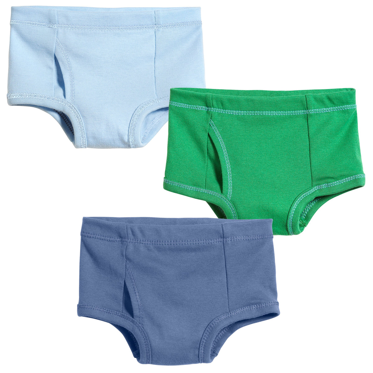 Boys Soft Cotton Brief 3-Pack | School Kid - Brt. Lt. Blue/Elf/Denim Blue