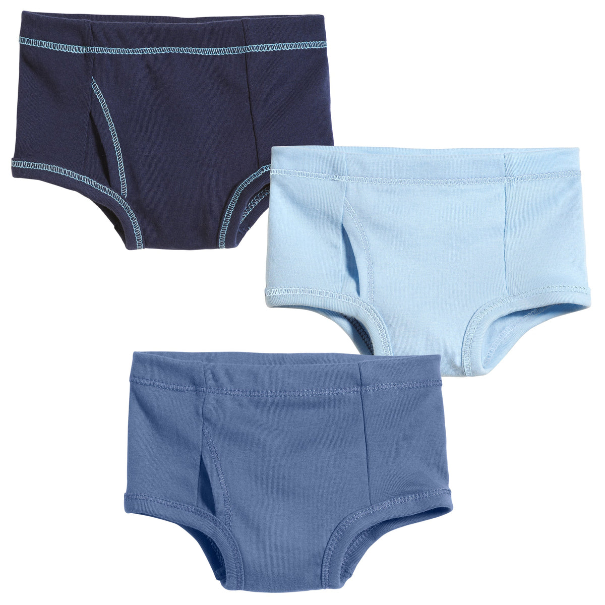 Boys Soft Cotton Brief 3-Pack | Sea Of Blue - Brt. Lt. Blue/Denim Blue/Navy
