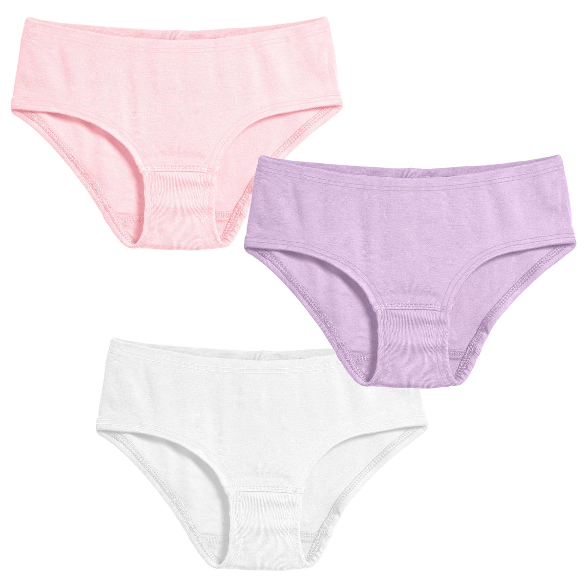 Girls Organic Cotton Brief - 3 Pack | Pink/Lavender/White