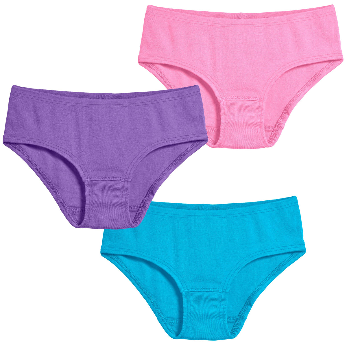 Girls Soft Cotton Brief 3-Pack | Bubblegum/Deep Purple/Turquoise