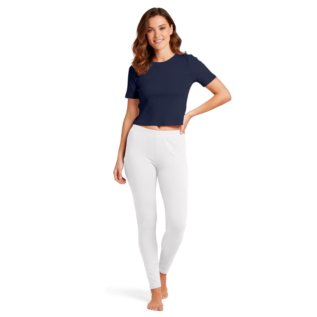 Women's Soft 100% Organic Cotton Leggings | White
