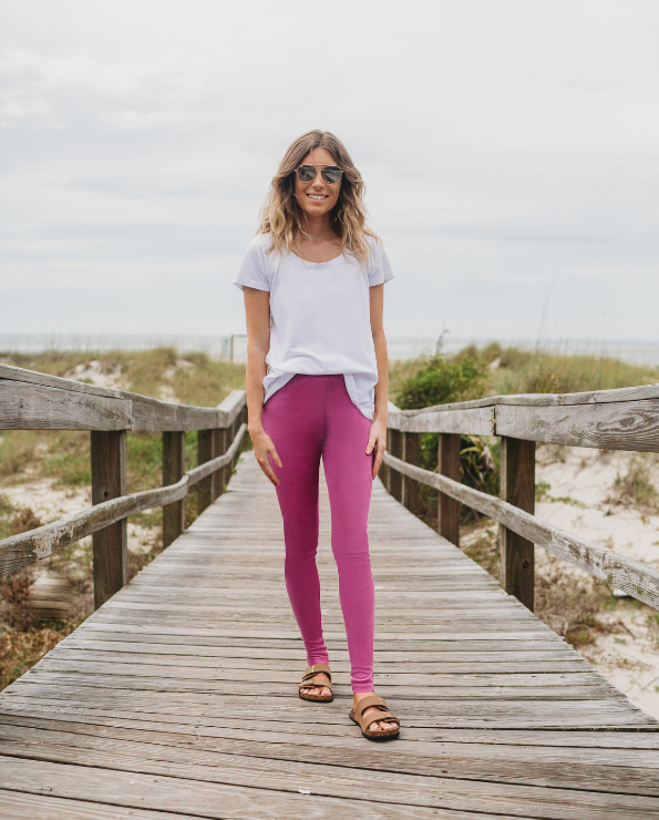 Women's Soft 100% Cotton Petite Leggings | Purple